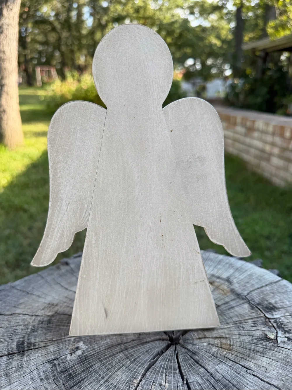 Distressed White Floral Angel Table Décor - Inspirational Home Accent 9” Tall